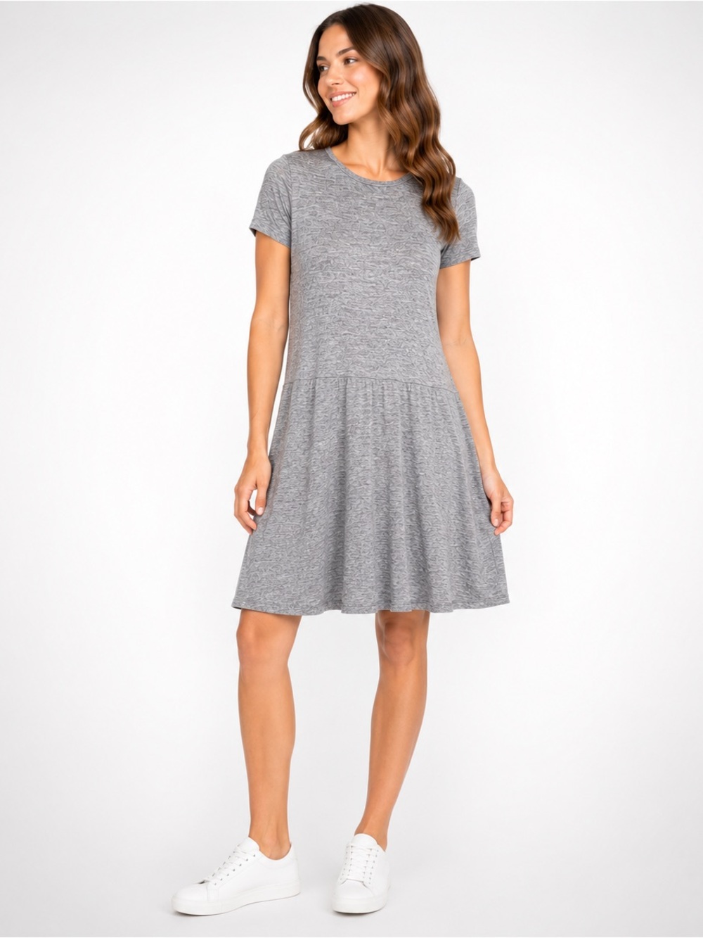GAP Heathered Gray Weekender Dress Midi Slinky Travel Size Large